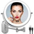 funtouch wiederaufladbarer wandspiegel 1x30x 3 lichtfarben silber spiegel vergroesserung wandmontage dimmbarer rasierspiegel 3 farben touchscreen 360 drehbar schminkspiegel fuer badezimmer