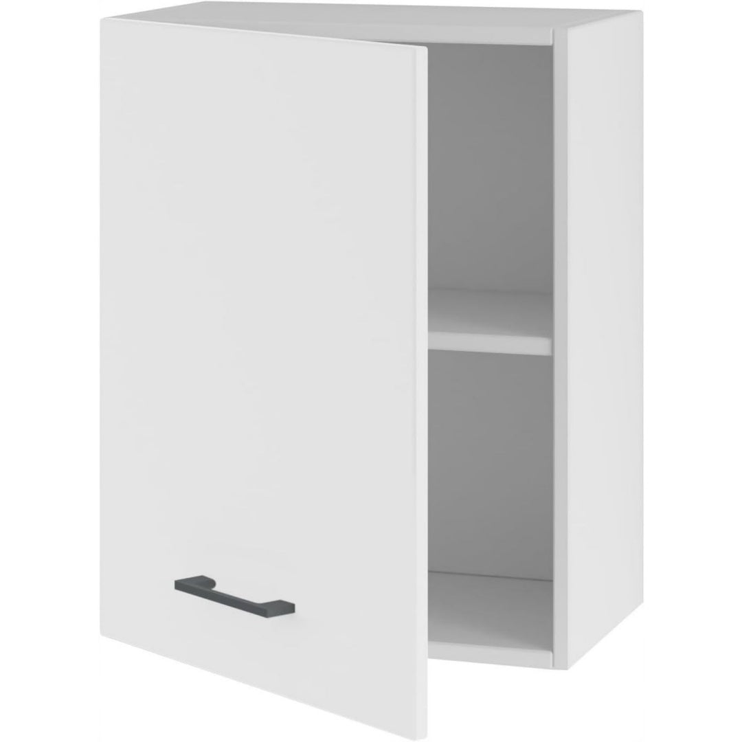 haengendes kuechenregal mit tuer 45 cm kompakte oberschrank mit stauraum - einfach zu montieren - universalfront - robustes material - ideal fuer kleine und grosse kuechen weiss matt