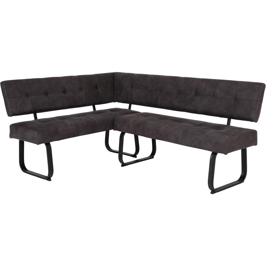 hela tische eckbank sitzbank mit rueckenlehne luise mikrofaser anthrazit metal-kufengestell anthrazit komfortsitz federkorb 152x202x92cm