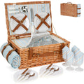 happypicnic wicker picknickkorb besteckservice picknickkorb isolierter kuehltasche picknick set korb aus weidengeflecht fuer campingoutdoor weihnachten