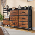 kommode schlafzimmer kommode mit 7 stoffschubladen 2 steckdosen 2 usb-anschluessen fernseher-schrank mit seitlichen haken rustikales braun