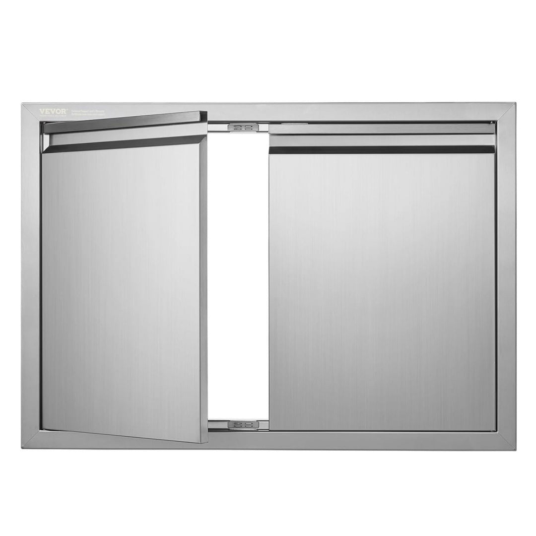 grill-zugangstuer 762 x 532 x 45 mm doppelte aussenkuechentuer flaechenbuendig montierte edelstahltuer vertikale wandtuer mit versenkbaren griffen fuer grillinsel grillstation aussenschrank usw