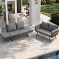 fiutazge rattan gartenmoebel set 2 gartenbettoutdoor lounge mit verstellbarer armlehnekissensitzbank mit schlaffunktiongartensofagartenliege als daybed outdoor bett fuer balkon terrasse-grau