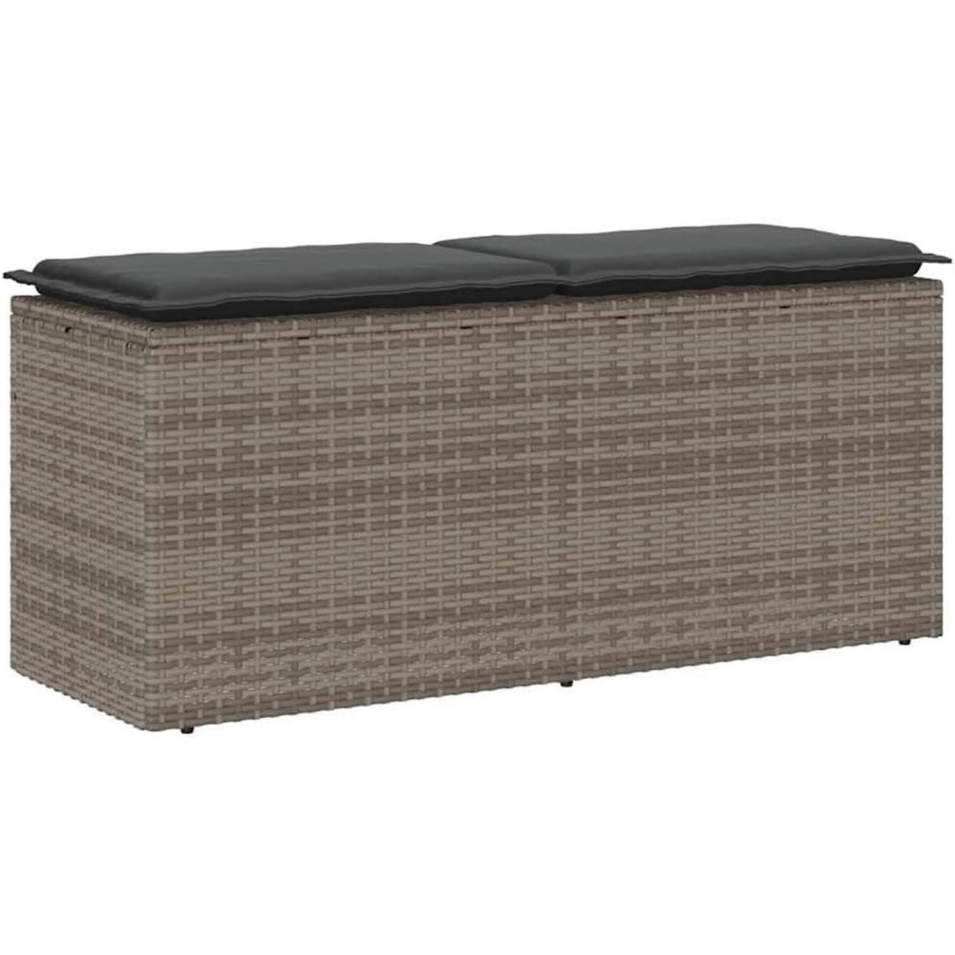 gartenbank mit kissen grau 110x40x44 cm poly rattan
