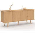 idmarket - buffet 140 cm juliette 4 portes effet lattes