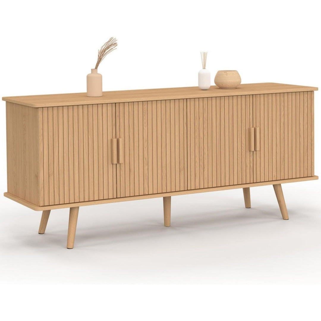 idmarket - buffet 140 cm juliette 4 portes effet lattes