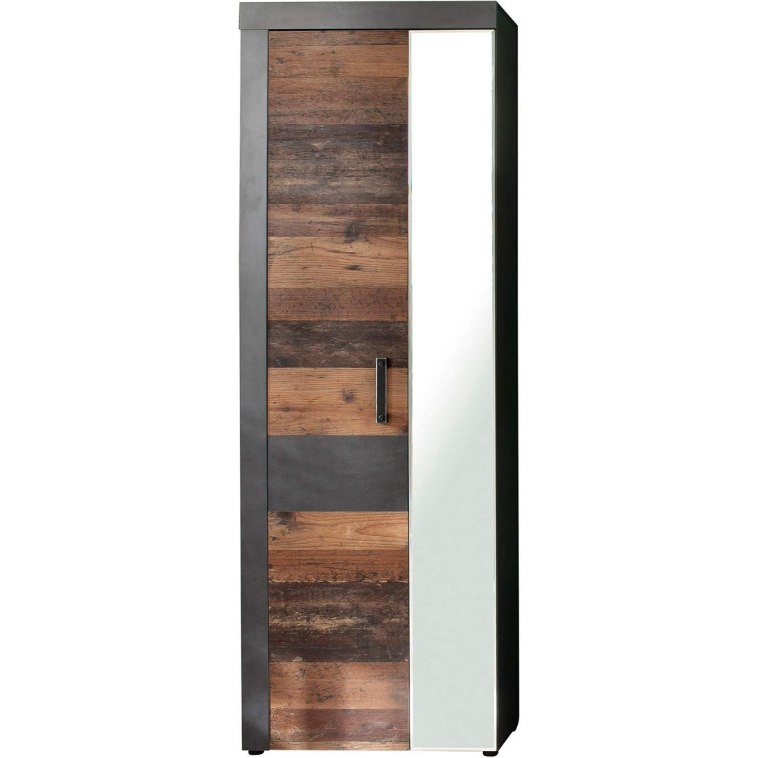 trendteam smart living - indy - garderobenschrank - graphit graualteiche - kleiderschrank mit 5 einlegeboeden - bxhxt 65 x 192 x 34 cm - ausziehbare kleiderstange