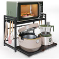 netel erweiterbares mikrowellen regal mit schublade2 stufig kuechenregal regal kuechen organizer fuer backofenkaffeemaschineaufbewahrungrobuster kohlenstoffstahl8 haken2 stufigschwarz